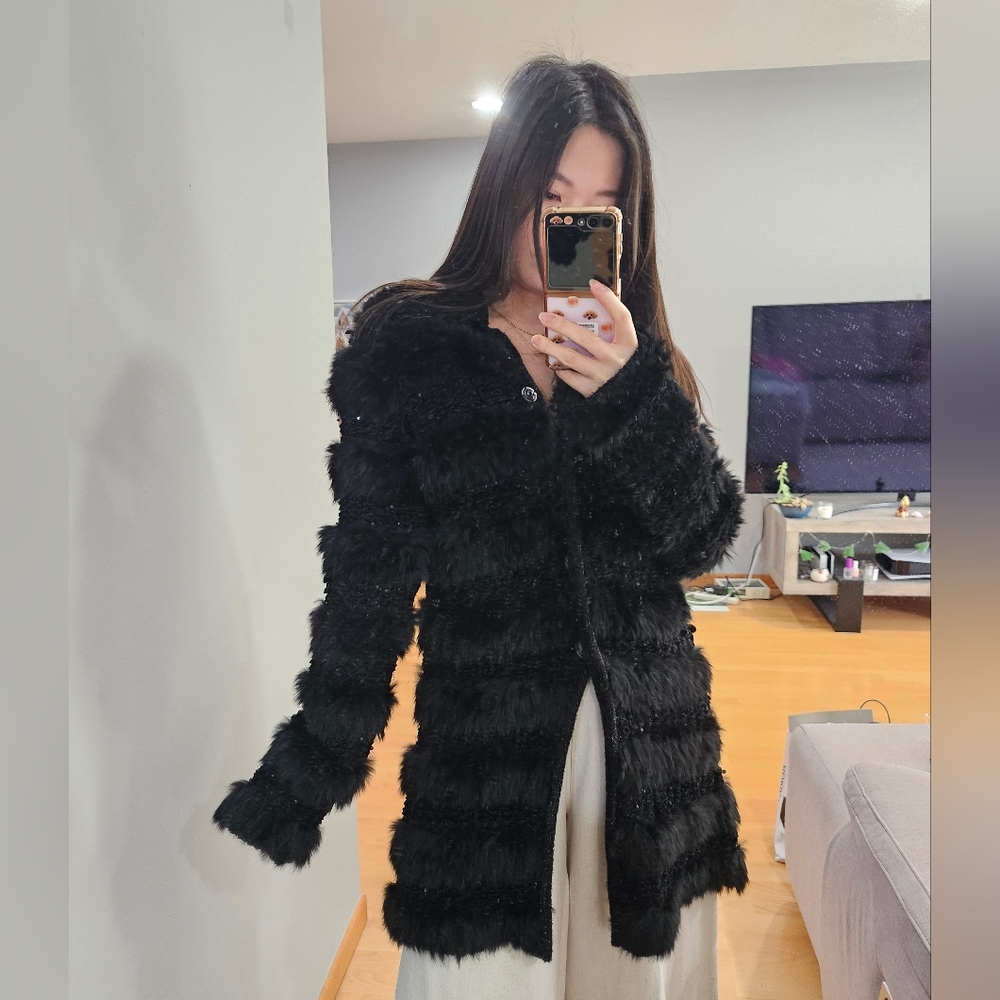 Vintage Giorgio Armani Fur Glitter Sweater Jacket